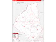 Oconee County, SC Wall Map Zip Code Red Line Style 2023