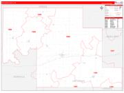Okfuskee County, OK Wall Map Zip Code Red Line Style 2022