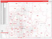 Oklahoma County, OK Wall Map Zip Code Red Line Style 2022
