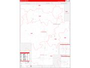 Okmulgee County, OK Wall Map Zip Code Red Line Style 2023