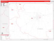 Oktibbeha County, MS Wall Map Zip Code Red Line Style 2022