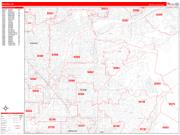 Orange County, CA Wall Map Zip Code Red Line Style 2022