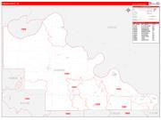 Pawnee County, OK Wall Map Zip Code Red Line Style 2022