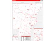 Peoria County, IL Wall Map Zip Code Red Line Style 2022