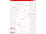 Piatt County, IL Wall Map Zip Code Red Line Style 2023