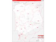 Pickens County, SC Wall Map Zip Code Red Line Style 2022