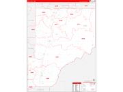 Pine County, MN Wall Map Zip Code Red Line Style 2022
