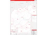 Pittsburg County, OK Wall Map Zip Code Red Line Style 2023