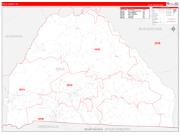 Polk County, NC Wall Map Zip Code Red Line Style 2022