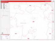 Pontotoc County, MS Wall Map Zip Code Red Line Style 2022
