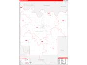 Pontotoc County, OK Wall Map Zip Code Red Line Style 2022