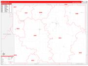 Pope County, MN Wall Map Zip Code Red Line Style 2022
