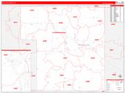 Portage County, WI Wall Map Zip Code Red Line Style 2022