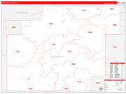 Pushmataha County, OK Wall Map Zip Code Red Line Style 2022