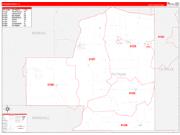 Putnam County, IL Wall Map Zip Code Red Line Style 2022