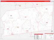 Putnam County, NY Wall Map Zip Code Red Line Style 2022