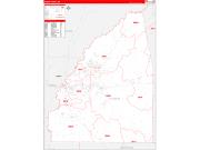 Rankin County, MS Wall Map Zip Code Red Line Style 2022