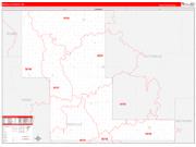 Renville County, ND Wall Map Zip Code Red Line Style 2022