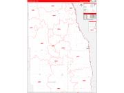 Richland County, ND Wall Map Zip Code Red Line Style 2022