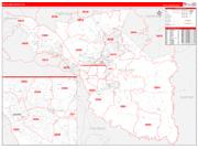 Richland County, SC Wall Map Zip Code Red Line Style 2023