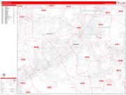 Riverside County, CA Wall Map Zip Code Red Line Style 2022