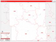 Rolette County, ND Wall Map Zip Code Red Line Style 2022