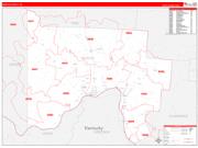 Scioto County, OH Wall Map Zip Code Red Line Style 2022