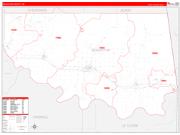 Sequoyah County, OK Wall Map Zip Code Red Line Style 2023