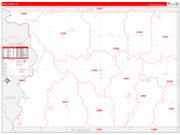 Sioux County, IA Wall Map Zip Code Red Line Style 2022