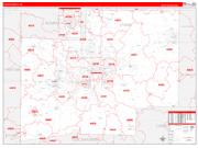 Stark County, OH Wall Map Zip Code Red Line Style 2022