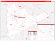 Sumter County, SC Wall Map Zip Code Red Line Style 2022