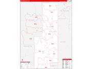 Sunflower County, MS Wall Map Zip Code Red Line Style 2022