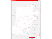 TensasParish (County), LA Wall Map Zip Code Red Line Style 2023