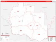 Tillman County, OK Wall Map Zip Code Red Line Style 2023