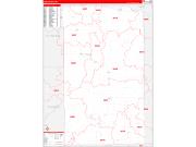 Todd County, MN Wall Map Zip Code Red Line Style 2022