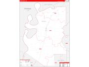 Tunica County, MS Wall Map Zip Code Red Line Style 2022