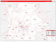 Tuscaloosa County, AL Wall Map Zip Code Red Line Style 2022