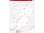 Warren County, MS Wall Map Zip Code Red Line Style 2022
