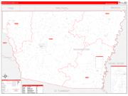 WashingtonParish (County), LA Wall Map Zip Code Red Line Style 2023