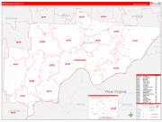 Washington County, OH Wall Map Zip Code Red Line Style 2022