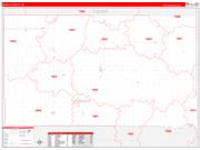 Washita County, OK Wall Map Zip Code Red Line Style 2023