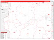 Whiteside County, IL Wall Map Zip Code Red Line Style 2022