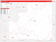Winston County, MS Wall Map Zip Code Red Line Style 2022