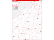 Wood County, OH Wall Map Zip Code Red Line Style 2022