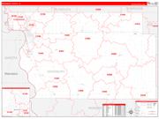 Woodbury County, IA Wall Map Zip Code Red Line Style 2022