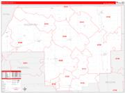 Woodford County, IL Wall Map Zip Code Red Line Style 2022
