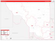 Woods County, OK Wall Map Zip Code Red Line Style 2022