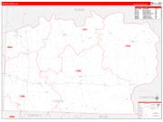 Yadkin County, NC Wall Map Zip Code Red Line Style 2022