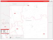 Yalobusha County, MS Wall Map Zip Code Red Line Style 2022