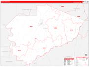 Yazoo County, MS Wall Map Zip Code Red Line Style 2022
